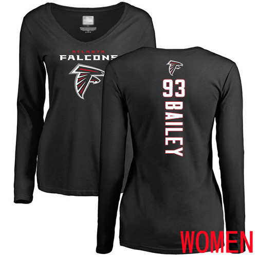 Atlanta Falcons Black Women Allen Bailey Backer NFL Football #93 Long Sleeve T Shirt